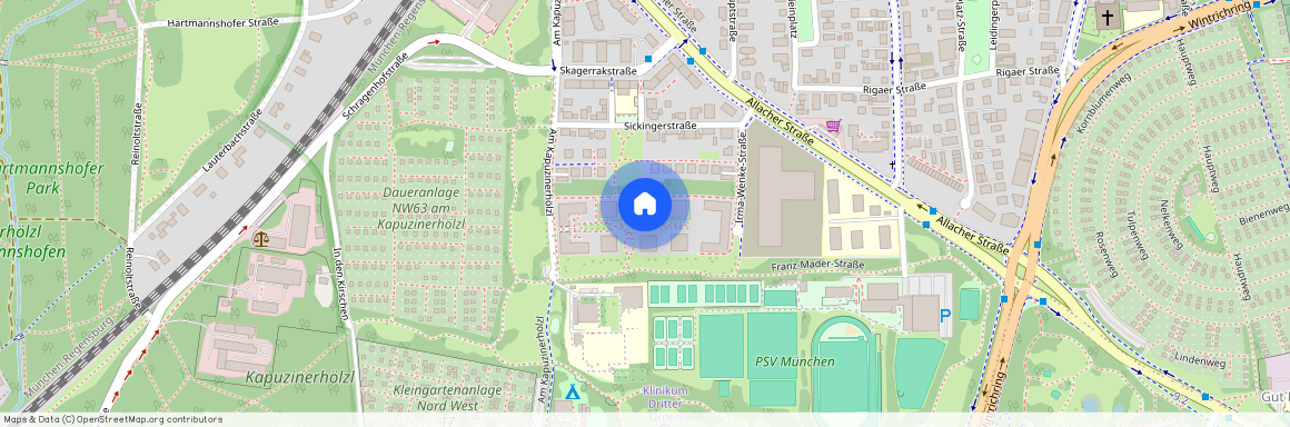 Am Kapuzinerhölzl, 80992 München Moosach ca. 6, 7 km north-west of Munich-center