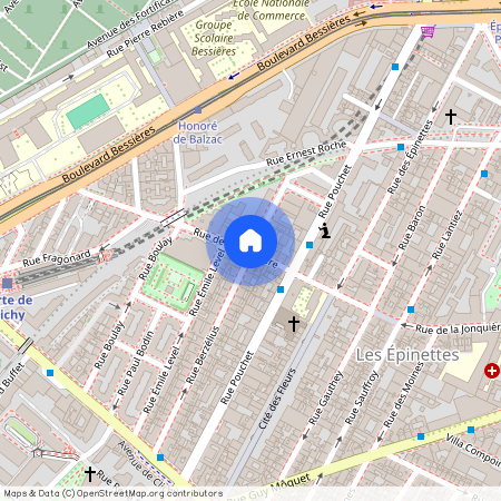 Rue Berzélius entre Avenue de Clichy et rue de la Jonquières 75017 Paris (17e arrondissement)