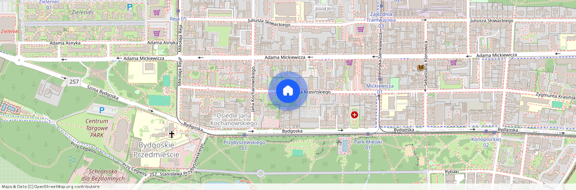 ul. Zygmunta Krasińskiego, Bydgoskie Przedmieście, Toruń, kujawsko-pomorskie