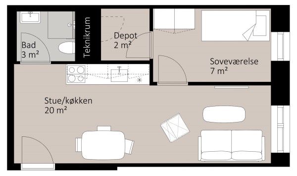 2-værelses studiebolig - Photo 1