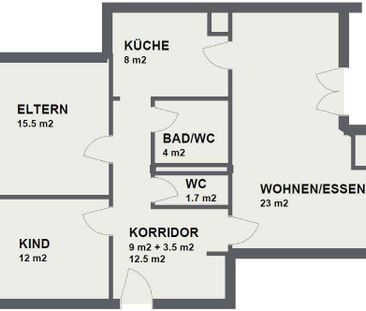 3.5 Zimmer, 85 m², 3. Stock - Foto 2