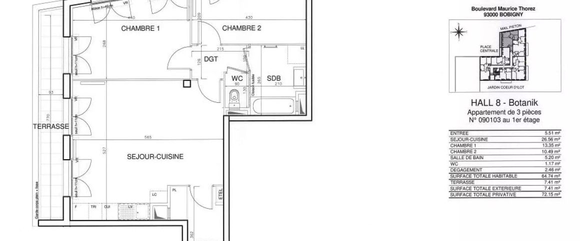 location Appartement T3 DE 64.6m² À BOBIGNY - Photo 1