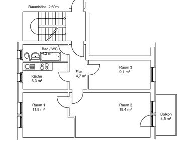 Alles NEU!! 3 Raumwohnung mit Balkon ab 01.09.2024 fertig! - Photo 1