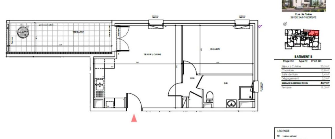 location Appartement T2 DE 43.9m² À SAINT EGREVE - Photo 1