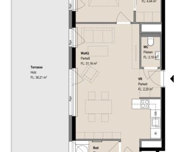 Videotour: Highlight - gut geschnittene 2 Zimmer Wohnung mit 38m² T... - Photo 3