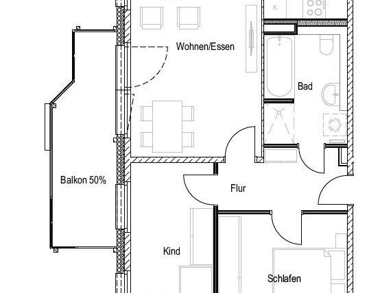 3-Raum-Wohnung mit großem Bad - Foto 1