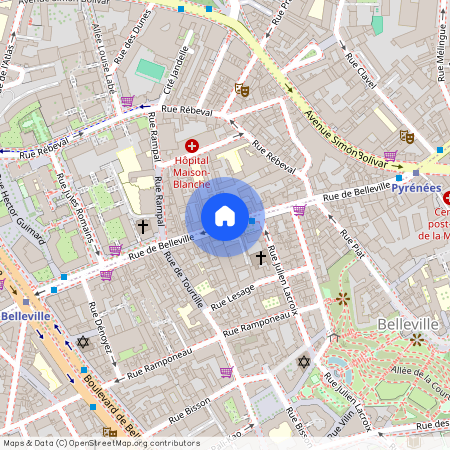 Rue Rébeval et Rue de Belleville 75019 Paris (19e arrondissement)