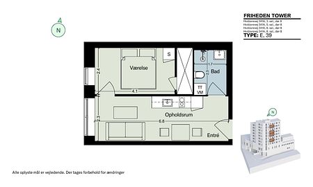 Lys og rummelig 2-vær. lejl. med gode fælles faciliter, bl.a. fælles tagterrasse - Photo 3
