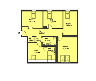 Gut geschnittene 4-Zimmer-Wohnung - auch WG geeignet - Foto 1 | Rentumo