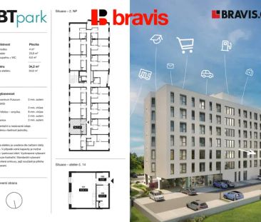 Pronájem jednotky 1+kk, ulice Bohunická, Brno - Horní Heršpice, skl... - Fotografie 2
