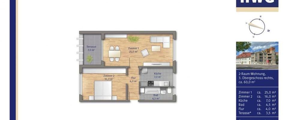schöne Wohnung mit Terrasse - Photo 1