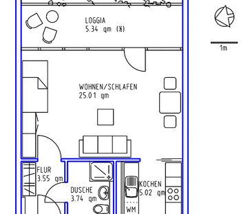 1 Zimmer, Küche, Dusche, Loggia, Aufzug, (Tief)garage/Stellplatz, 13. Ebene - Foto 1