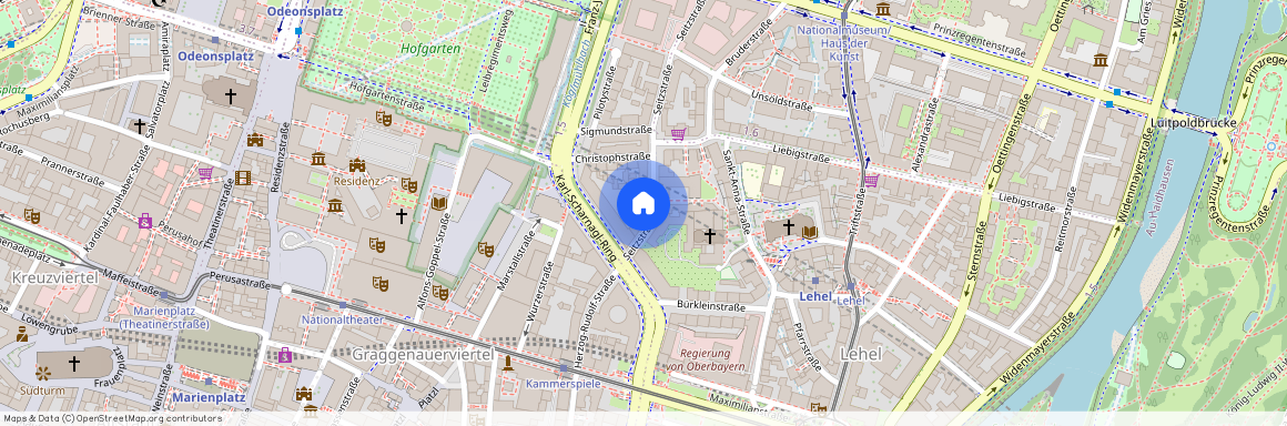 Seitzstraße, 80538 München Lehel ca. 0, 5 km north-east of Munich-center