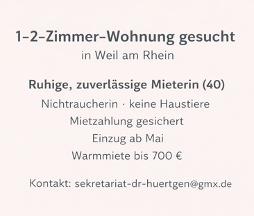 Wohnung zur Miete in Weil am Rhein gesucht - Photo 1
