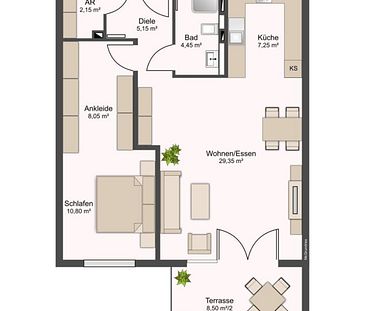 2-Zimmerwohnung mit Südterrasse in Refrath – Ruhiglage, Energieeffizienzklasse A+ - Foto 4