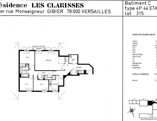 location Appartement T4 DE 97m² À VERSAILLES - Photo 1