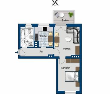 renovierte 2-Zimmer-Wohnung mit Tageslichtbad + Balkon - Foto 1