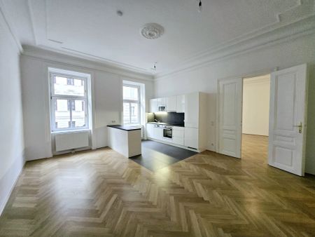 Eleganz trifft Moderne: Altbauwohnung 3 Zimmer + Wohnküche, 2 Bäder, Stuckdecken und Frischgrätparkett in der Porzellangasse - Photo 2