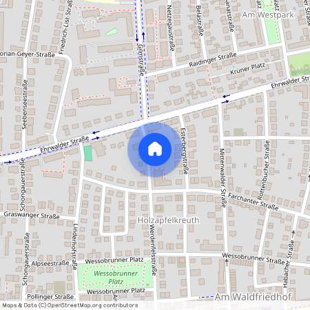 Werdenfelsstraße, 81377 München Sendling-Westpark ca. 5, 9 km south-west of Munich-center