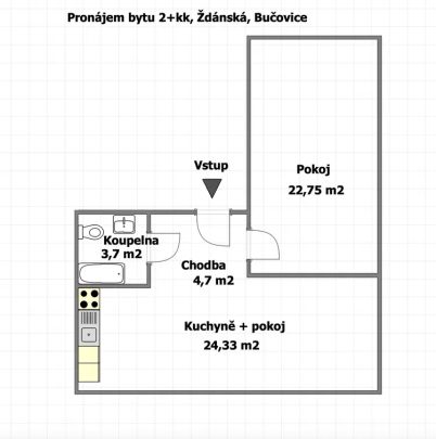 Pronájem podkrovního bytu 2+kk v Bučovicích, ul.Ždánská - Photo 1