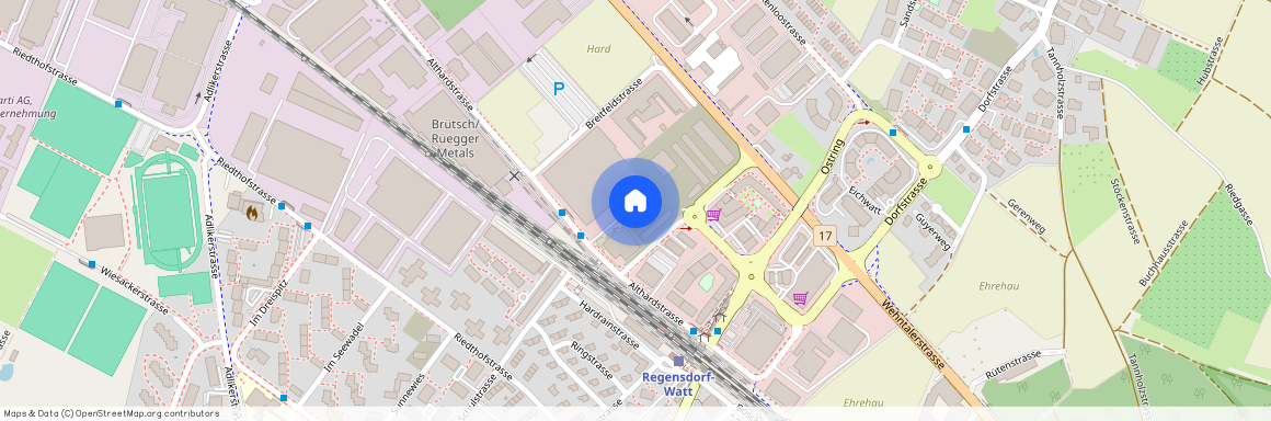 Hardstrasse 6, 8105 Regensdorf, Lageplan