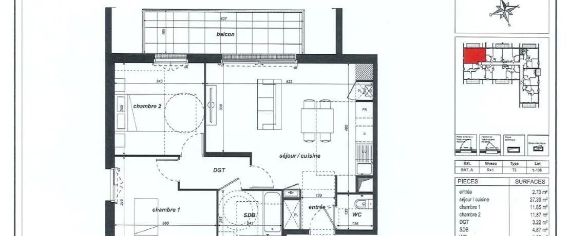 Appartement à louer 3 pièces 63.55m² - Photo 1