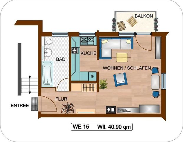 HARTENSTEIN ** 1-Raum-Whg. mit Balkon & EBK - Photo 1