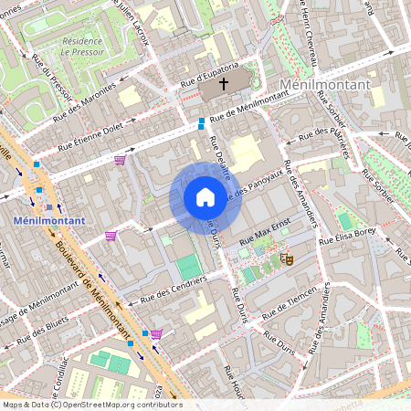 Rue Delaitre, entre Rue Menilmontant et Rue des Panoyaux 75020 Paris (20e arrondissement)