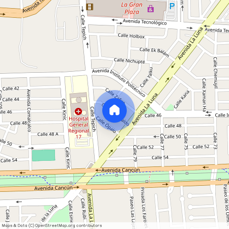 Hospital IMSS No.17, ESMERALDA, Cancún Centro, Cancún/Benito Juárez, Quintana Roo, 77500, México
