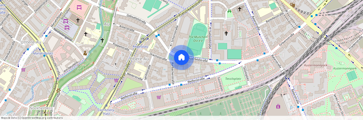 Auerfeldstr., 81541 München Au-Haidhausen ca. 2, 0 km south-east of Munich-center