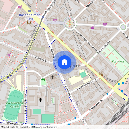 Pariser Straße, 81669 München Au-Haidhausen ca. 1, 8 km south-east of Munich-center