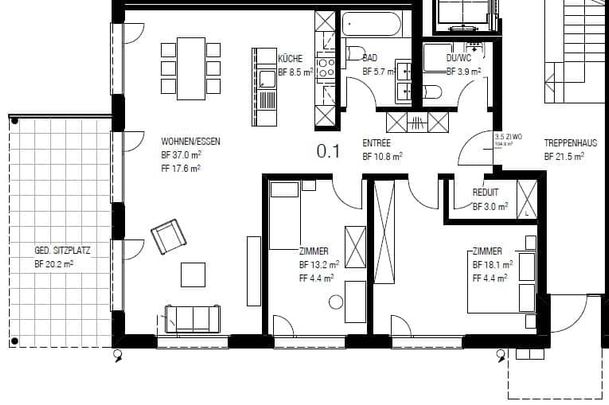 3.5 Zimmer, 105 m², EG - Foto 1