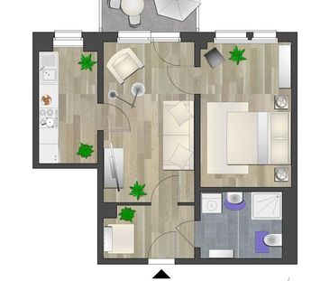 Geräumige 2-Raum-Wohnung mit Balkon, ebenerdig erreichbar - Photo 4