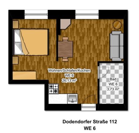 Renoviertes Apartment nahe der Uniklinik inkl. 1,5 Zimmern + Bad mit Dusche + offener Küchenbereich - Photo 4