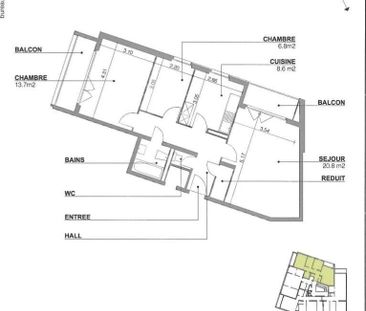 3.5 Zimmer, 64 m², 3. Stock - Foto 2