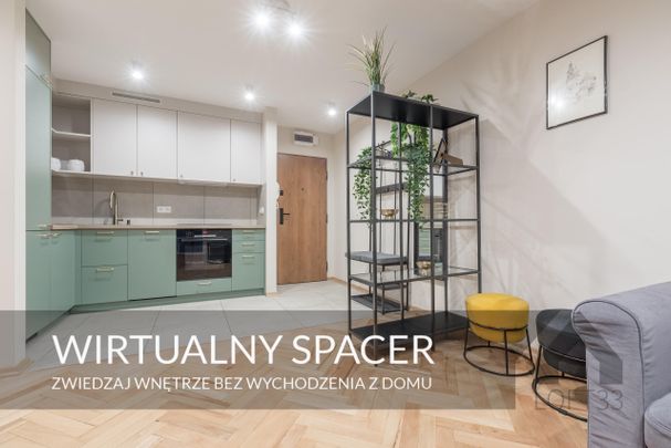Przytulne, klimatyzowane mieszkanie z balkonem przy Stachiewicza w Krakowie do wynajęcia | Spacer 3D - Zdjęcie 1