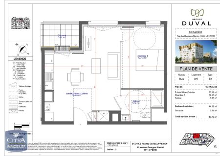 Appartement à louer 2 pièces 44.18m² - Photo 4