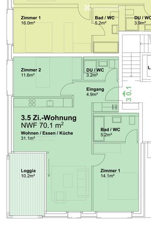 3.5 Zimmer, 70 m² - Photo 4