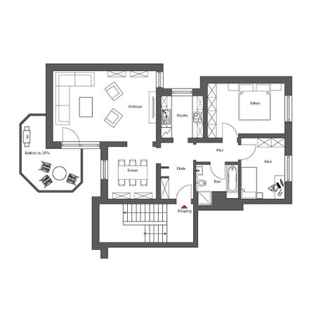 Helle 3-Zimmer-Wohnung mit Fernblickbalkon in ruhiger Lage von Titz - Foto 2