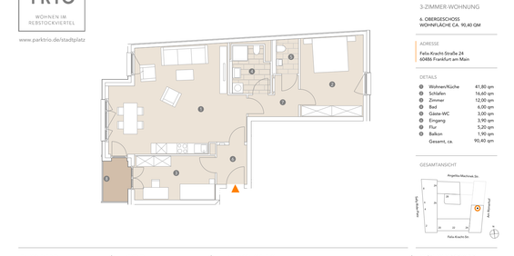 Viel Raum zum Wohlfühlen: 3-Zimmer-Wohnung mit Balkon im Rebstockviertel - Photo 3