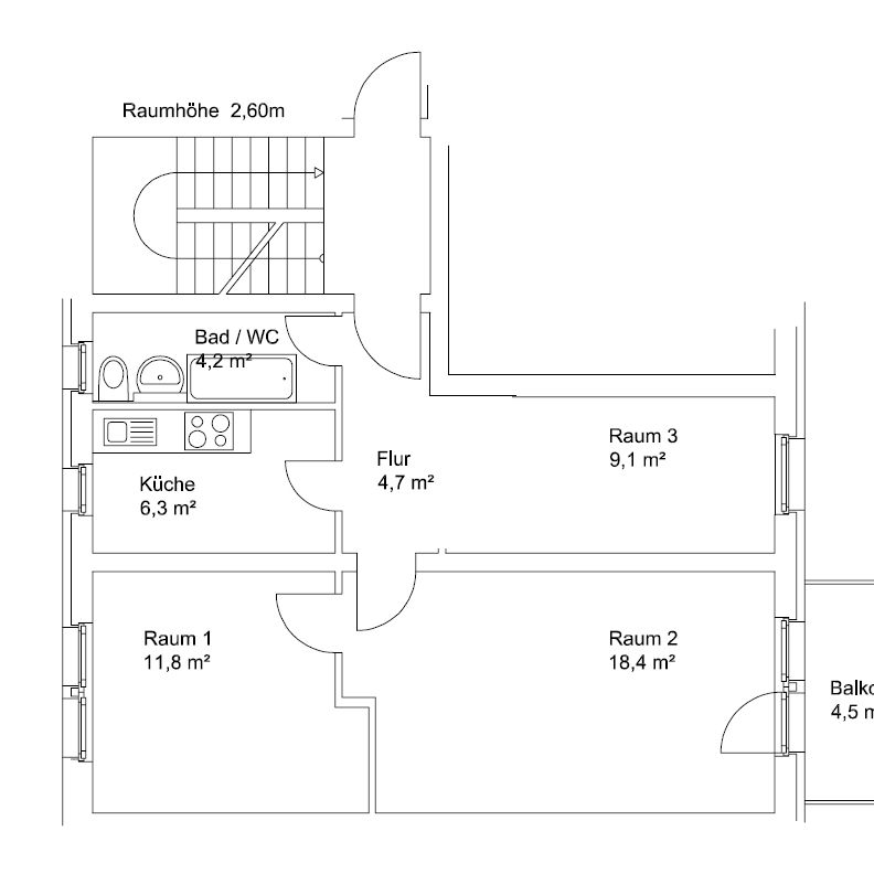 Möblierte 2,5 Raumwohnung mit Balkon! - Foto 1