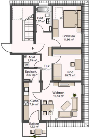 antaris Immobilien Dresden GmbH ** Hier lebt es sich gut! 3-Raum-Wohnung mit Balkon/Dachgeschoss ** - Foto 5