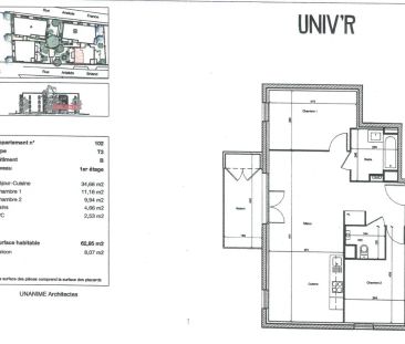 Location appartement 3 pièces - 62m² à Saint-priest (69800) - Photo 6