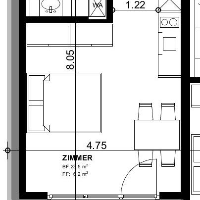 1 Zimmer, 27 m², 1. Stock - Photo 1