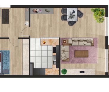 2-Raum-Wohnung, 65,9 m² mit Balkon und Fußbodenheizung im Grünen. - Photo 1