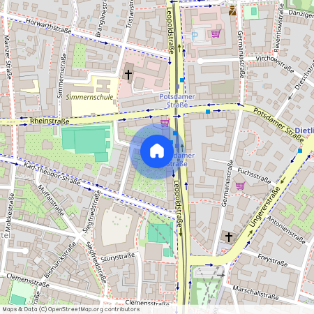 Sulzbacher Straße, 80803 München Schwabing ca. 3, 1 km north of Munich-center