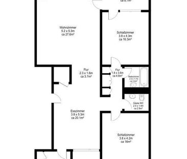 3.5 Zimmer, 106 m², 1. Stock - Foto 2