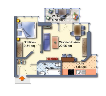Bremen-Lesum: Moderne Single-Wohnung Einbauküche, Wintergarten. - Photo 4
