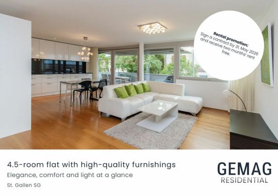 Comfortable 4.5-room rental flat near HSG - fully equipped & available immediately - Photo 1