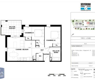 Appartement à louer 3 pièces 61.14m² - Photo 2